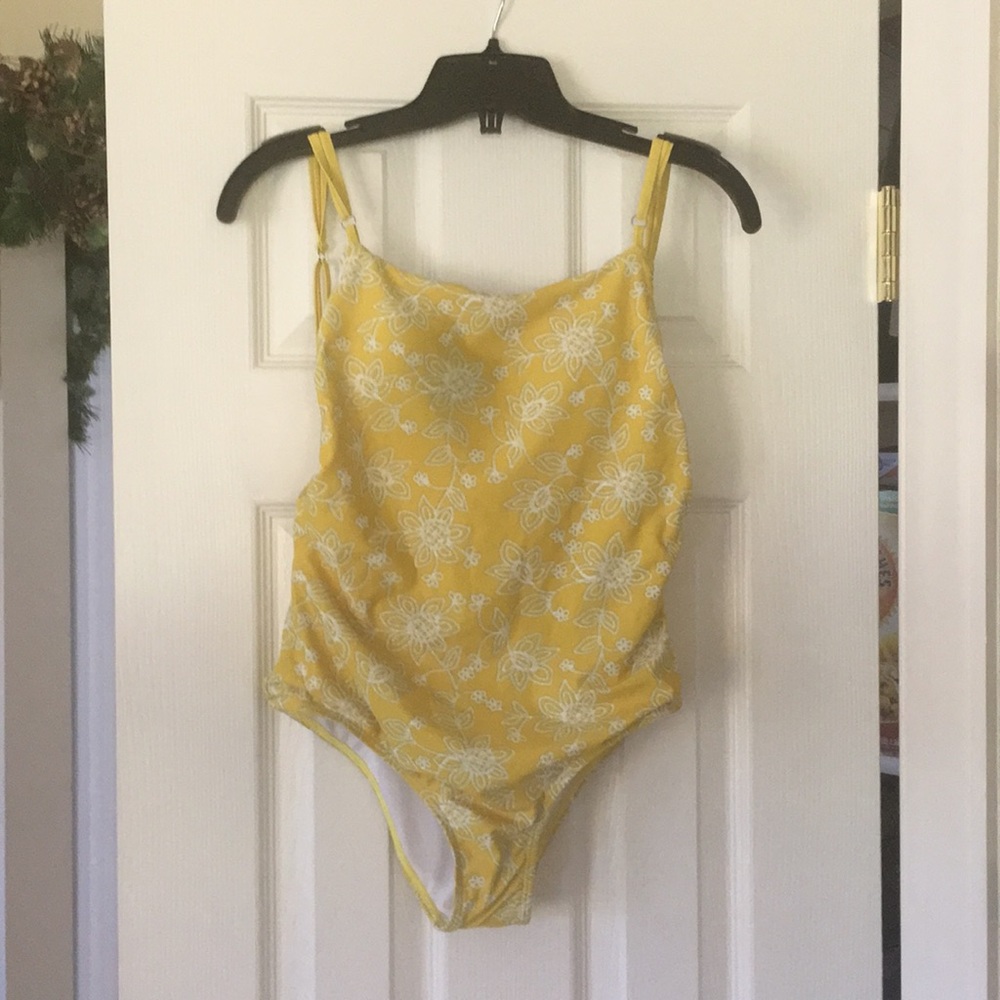 Floral yellow bathing suit